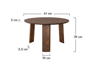 Miniatura 10 - Schéma rozměrů konferenčního stolku kulatého dubového tabacco 61x39cm