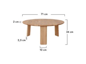Miniatura 9 - Schéma rozměrů konferenčního stolku kulatého dubového 71x34cm