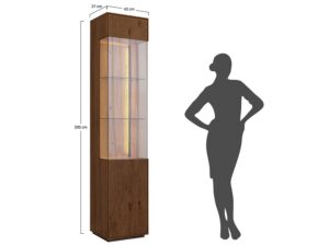 Miniatura 1 - Schéma rozměrů polosloupu tabacco s LED podsvícením 37x43x205cm