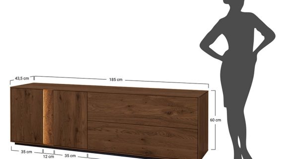 Miniaturka 19 - Nowoczesna dębowa szafka RTV 185 cm Essentia