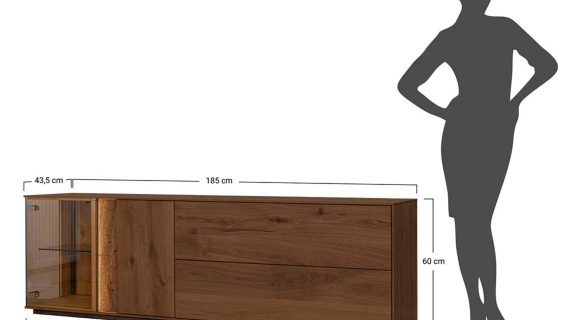 Miniaturka 16 - Nowoczesna dębowa szafka RTV 185 cm Essentia