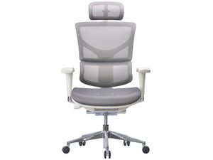 Miniatúra 6 - Bielosivá ergonomická kancelárska stolička so sieťovinou a náhlavníkom čelný pohľad