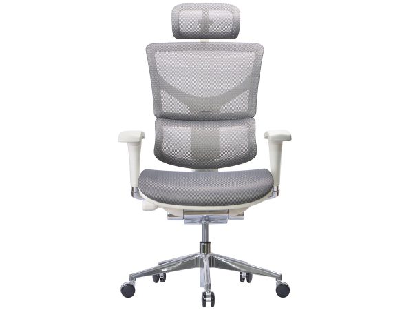 Bílo-šedý kancelářské křeslo ergonomiczny siatkowy s čelem čelní