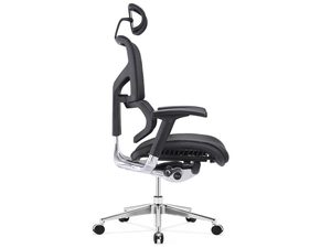 Miniaturka 4 - Czarny fotel biurowy ergonomiczny siatkowy profil z mechanizmem regulacji