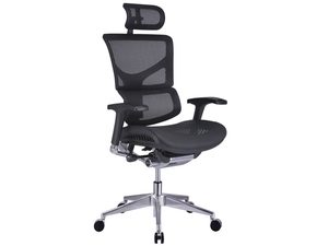 Miniaturka 5 - Fotel biurowy ergonomiczny czarny siatkowy z zagłówkiem perspektywa