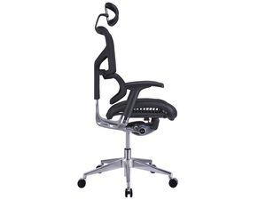 Miniaturka 4 - Czarny fotel biurowy ergonomiczny siatkowy profil z chromowaną ramą