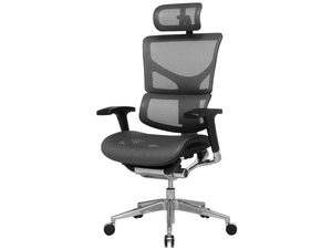 Miniaturka 5 - Szary fotel biurowy ergonomiczny siatkowy z zagłówkiem perspektywa