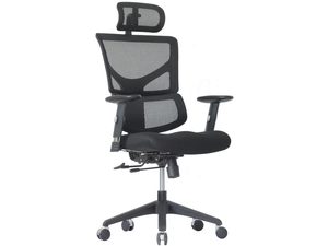 Miniaturka 1 - Czarny fotel biurowy ergonomiczny siatkowy z zagłówkiem perspektywa