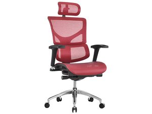 Miniaturka 1 - Fotel biurowy ergonomiczny bordowy siatkowy z zagłówkiem perspektywa