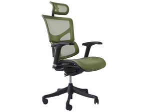 Miniaturka 2 - Zielony fotel biurowy ergonomiczny siatkowy z zagłówkiem perspektywa