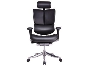 Miniatúra 5 - Ergonomické kancelárske kreslo čierne kožené s čelom pohľad z frontu