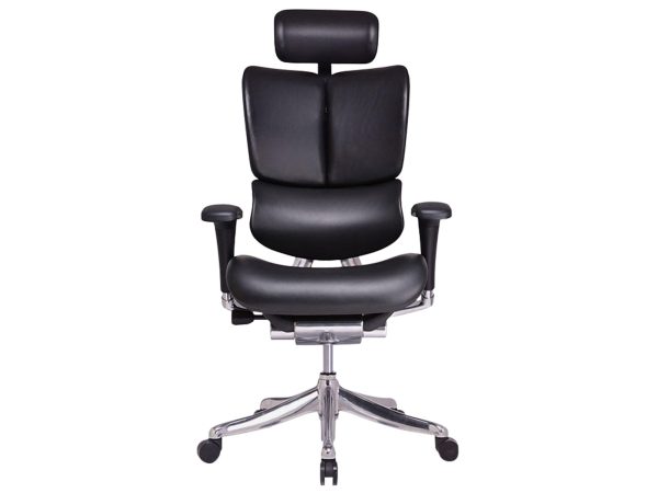 Kancelářské křeslo ergonomiczny černý kožený s čelem čelní