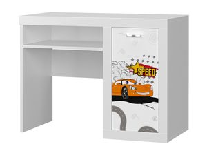 Miniatura 2 - Bílé psací stůl dětské z motivem auta závodního a policí perspektiva