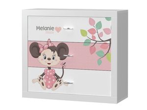 Miniaturka 5 - Komoda dziecięca biała z motywem myszki dziewczynki perspektywa