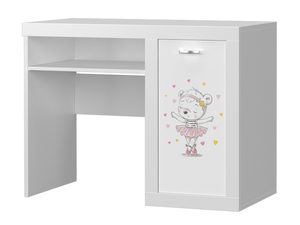 Miniatura 8 - Bílé psací stůl dětské z motivem misia baleriny a policí perspektiva