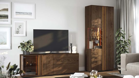 Miniaturka 14 - Nowoczesna dębowa szafka RTV 185 cm Essentia