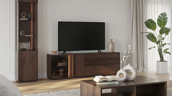 Miniaturka 13 - Nowoczesna dębowa szafka RTV 185 cm Essentia