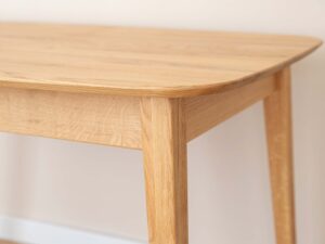 Miniaturka 9 - Narożnik blatu stołu dębowego jasnego z nogą usłojenie drewna