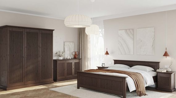 Miniaturka 9 - Skandynawskie klasyczne sosnowe łóżko Kalari