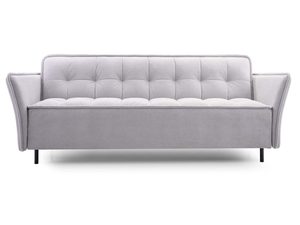 Miniaturka 7 - Jasnoszara sofa rozkładana z pikowanym siedziskiem na metalowych nogach