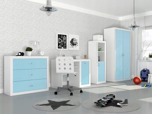 Miniatura 15 - Dětský nábytek bílo-modré sestava v pokoje chlapce aranžmá