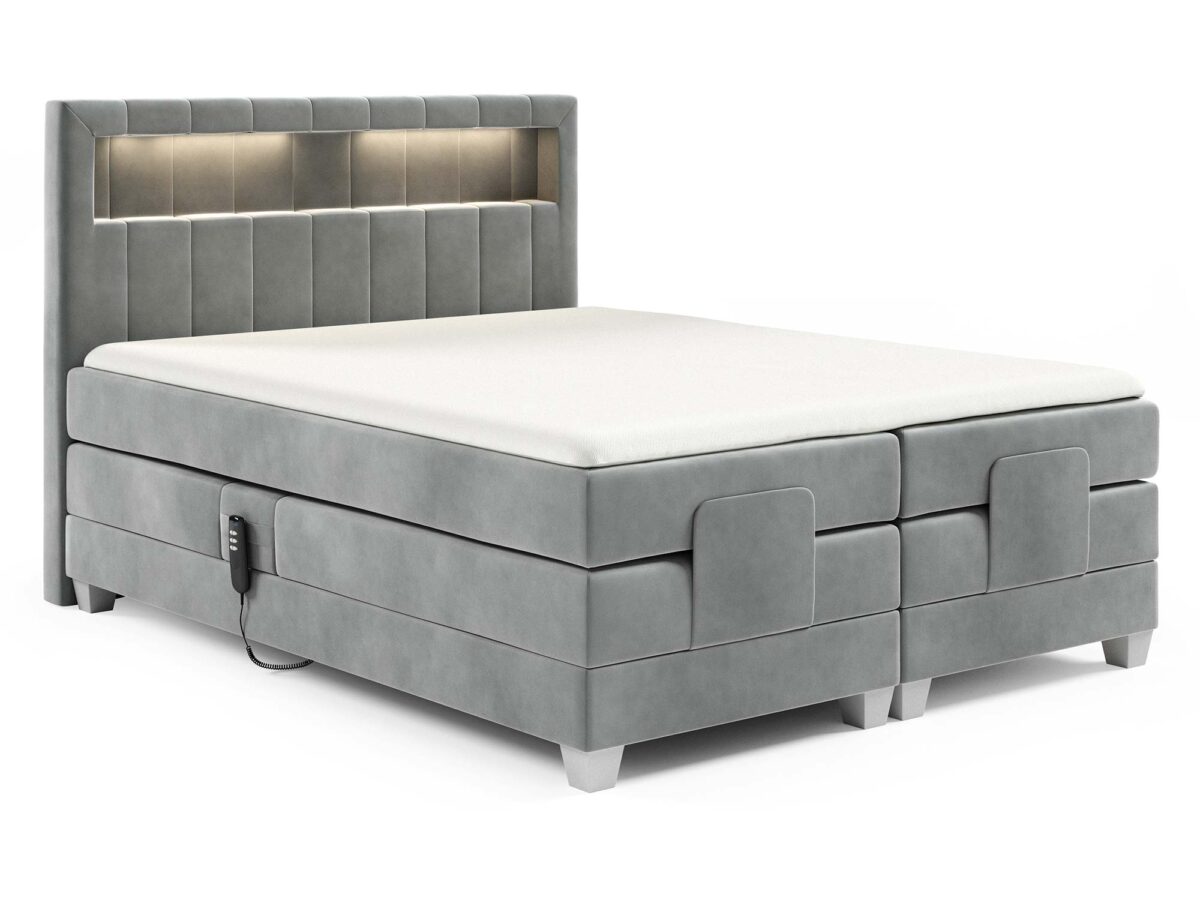Modernes Doppel-Boxspringbett mit LED Lettera