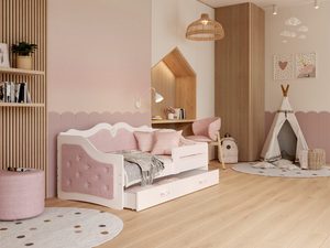 Miniatura 10 - Pastelowo-růžové dětská postel čalouněné v moderním pokoje dětském