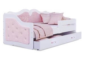 Miniatura 1 - Dětská postel pastelowo-růžové čalouněné s prošívaným čelem perspektiva