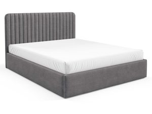 Miniaturka 6 - Łóżko grafitowe tapicerowane z dekoracyjnym zagłówkiem