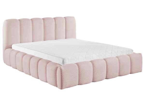 Postel bouclé růžové v delikatnym pudrowym odcieniu čalouněné