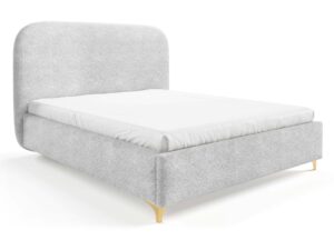 Miniaturka 13 - Szare łóżko tapicerowane boucle perspektywa ukośna elegancka