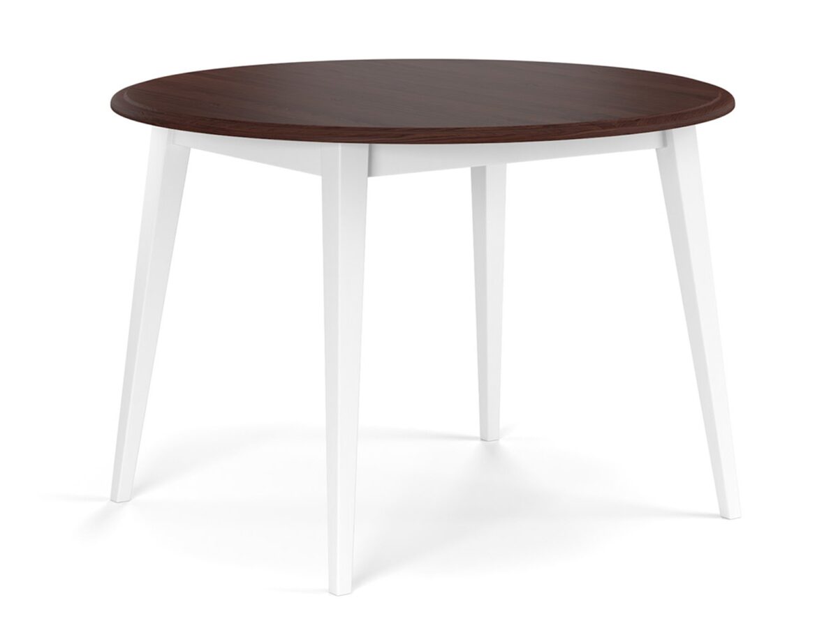 Klasický kulatý stůl 90 cm ořech a bílá Ingrid