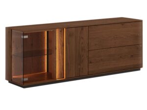 Miniatúra 16 - Tabaková komoda so sklenenou vitrínkou a LED osvetlením na bielom pozadí, miniatúra