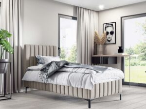 Miniatura 6 - Béžové jednolůžková postel sametové z prošíváním v moderní ložnice