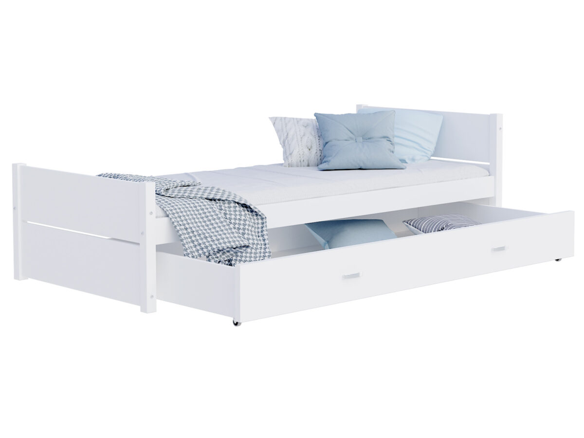 Klassisches Einzelbett Holz mit Schublade und Matratze Amara