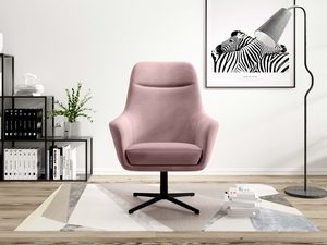 Miniaturka 6 - Fotel obrotowy różowy welurowy w aranżacji salonu widok frontalny