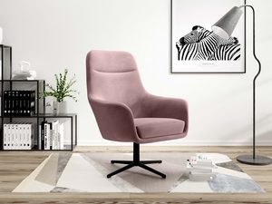 Miniaturka 7 - Różowy fotel obrotowy welurowy nowoczesny salon perspektywa