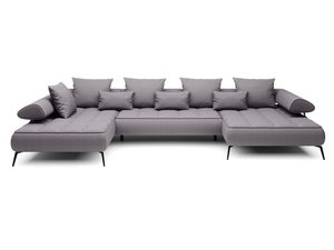 Miniaturbild 16 - Grauer modulares Ecksofa in Form U mit Kissen Ansicht Frontal