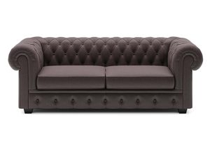 Miniatúra 6 - Pohovka Chesterfield, hnedá zamatová, trojmiestna, pohľad spredu