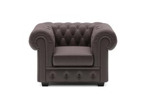 Miniatúra 5 - Chesterfield kreslo hnedé samet prešívané pohľad z frontu