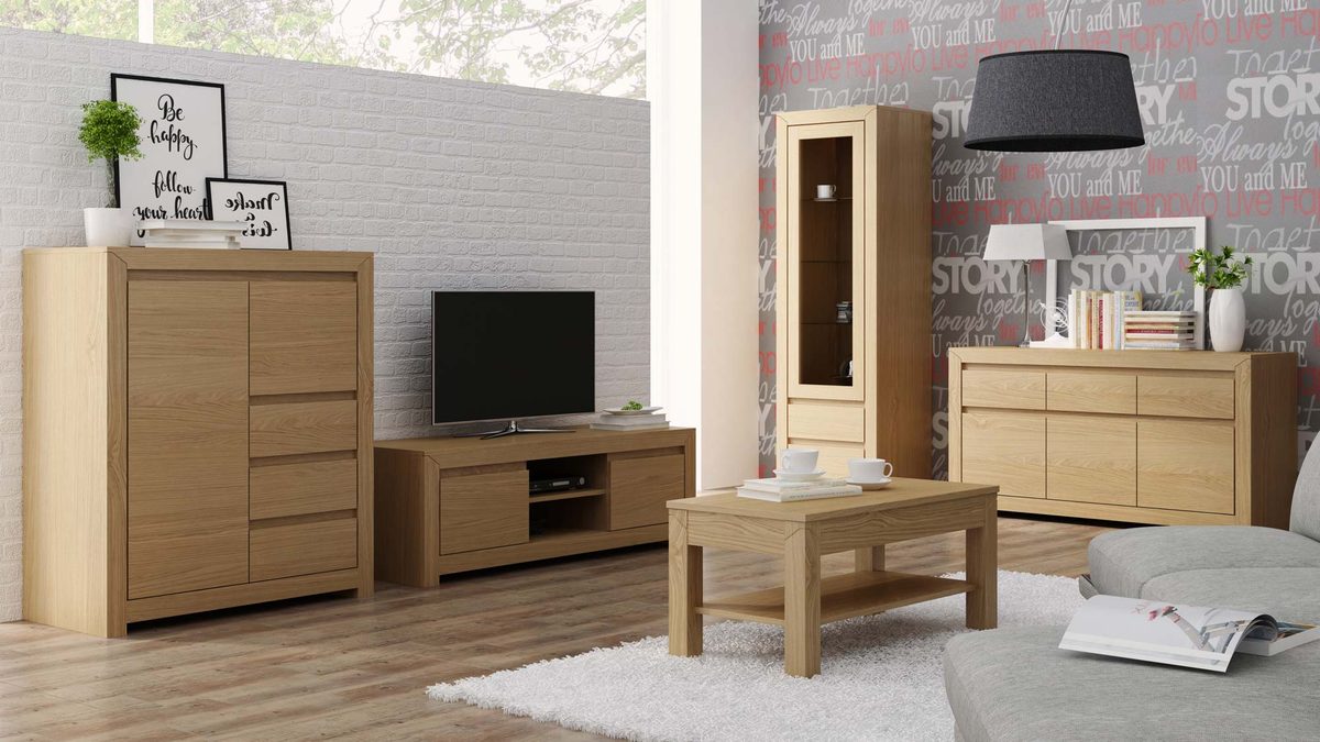 Kolekce Orviano – Salon s vitrínami a lavicí