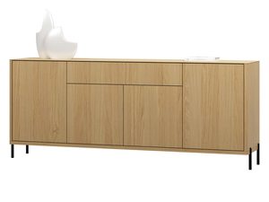 Miniatúra 5 - Dubová komoda široká, so štyrmi dvierkami a zásuvkou na kovových nohách