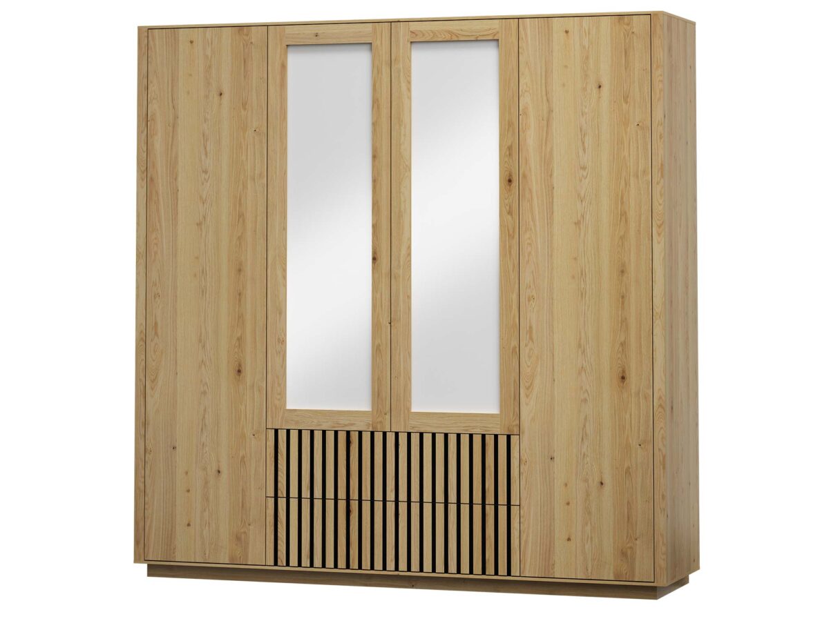 Elegantní šatní skříň 4D2S s rýhovanými čely Dorello