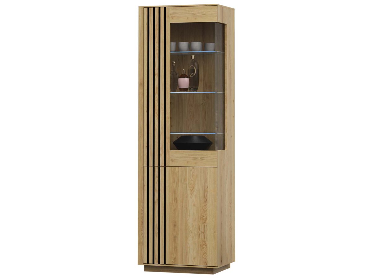 Vitrine 2DP Wildeiche geriffelt 60 cm 200 cm Dorello