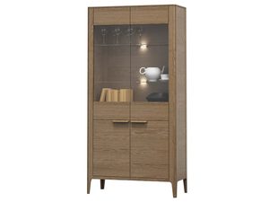 Miniatúra 2 - Dubová tmavá vitrína s presklenými dvierkami, zásuvkami a osvetlením