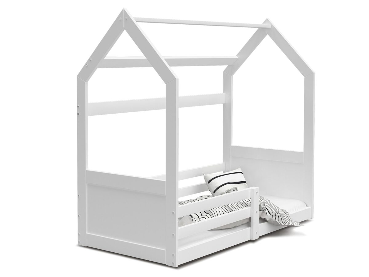 Weißes Hausbett aus Massivholz mit Matratze 80×160 cm 80×190 cm Simba