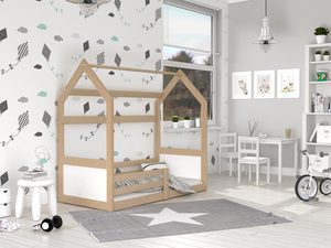 Miniaturka 6 - Łóżko dziecięce domek sosnowe drewniane w pokoju dziecięcym