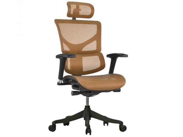 Kancelářské křeslo ergonomiczny oranžový siatkowy s čelem perspektiva