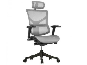 Miniatúra 2 - Sivé ergonomické sieťované kancelárske kreslo s hlavovou opierkou, pohľad z boku