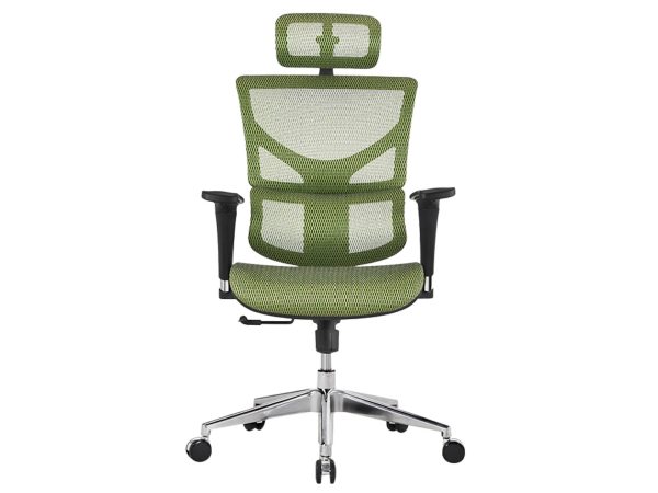 Zelený kancelářské křeslo ergonomiczny siatkowy s čelem pohled čelní